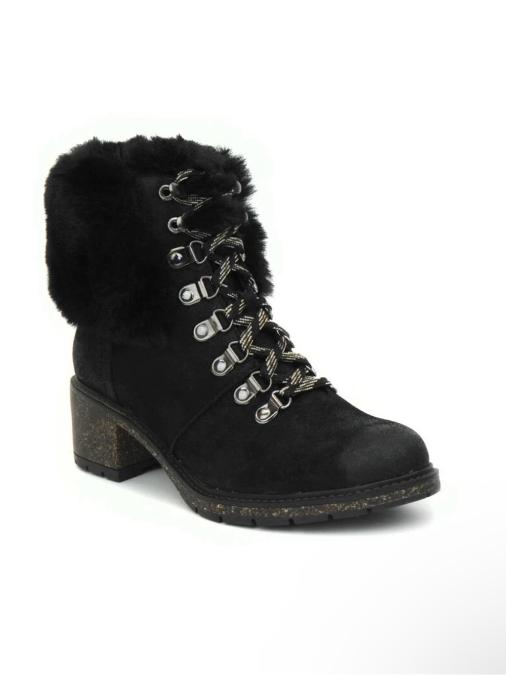 Aetrex - Brooklyn Fur Lace-Up Boot, women's, size 10.5-11, black